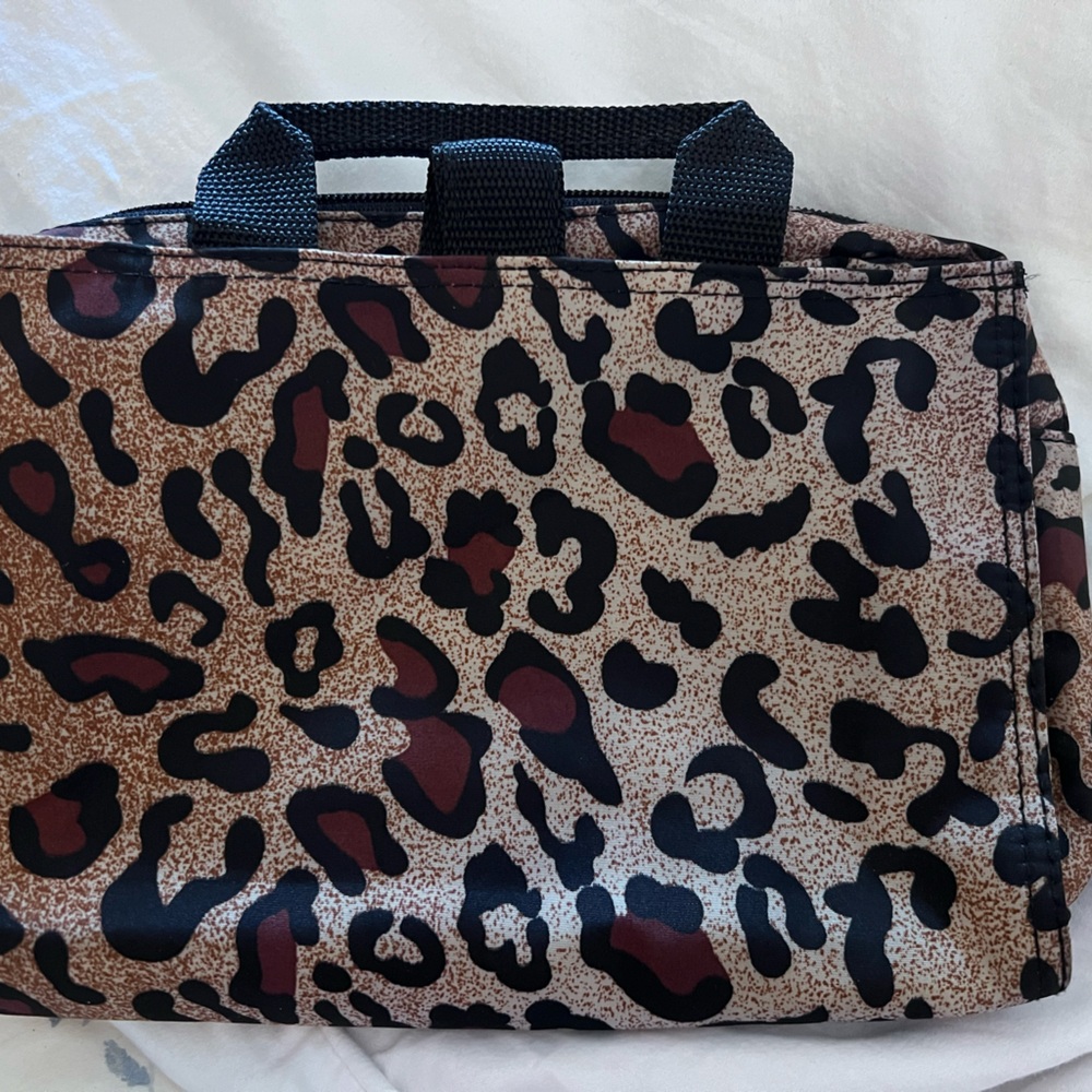 Leopard print travel makeup bag